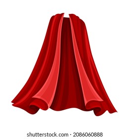 Red Cloak or Cape as Loose Silk Garment Worn Over Clothing Vector Illustration