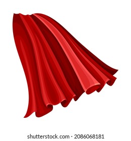 Red Cloak or Cape as Loose Silk Garment Worn Over Clothing Vector Illustration