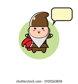 Red cloak cute brown dwarf illustration design