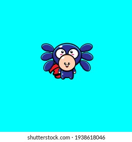 Red cloaked cute spider mascot character illustration design