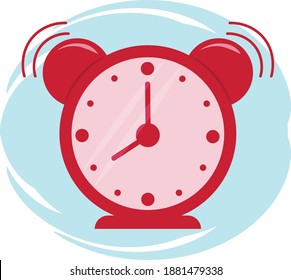 red clock with alarm for morning