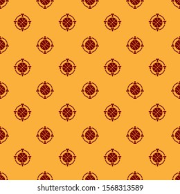 Red Clock with basketball ball inside icon isolated seamless pattern on brown background. Basketball time. Sport and training.  Vector Illustration