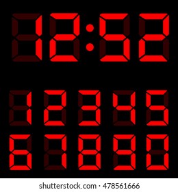 Red clock digits illustration on black