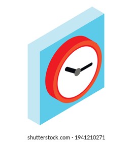 Red clock icon. Isometric illustration of red clock vector icon for web