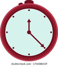 Red clock, illustration, vector on white background
