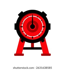 Red clock ticks deadline inside flat minimalist setting detailed illustration