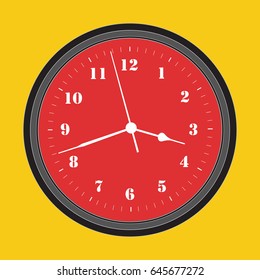 red clock vector on yellow background