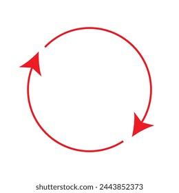 Ilustración roja del icono de la flecha circular en sentido horario, eps10