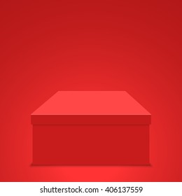 Red closed box. Vector illustration.