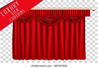 Red closed curtain. Vector Illustration.