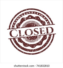 Red Closed distressed rubber stamp