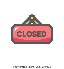 Red closed hanging sign Vector icon Cartoon illustration