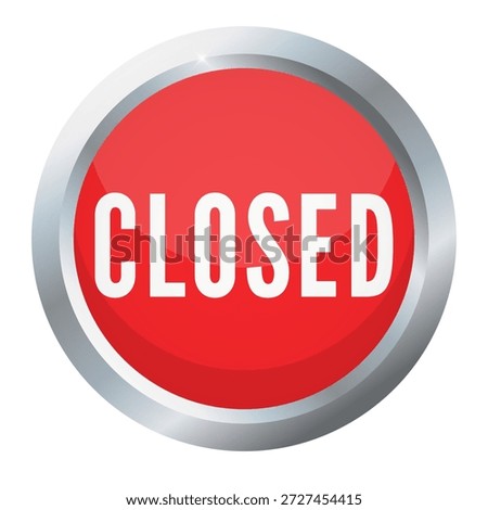 Red Closed metallic round button vector illustration
