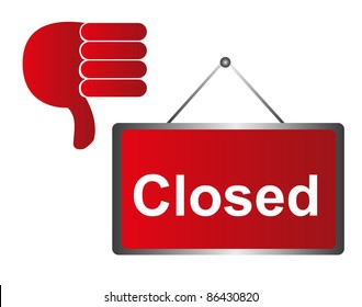 red closed sign with hand isolated over white background. vector