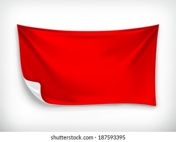 Red cloth banner, vector illustration