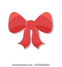 Red cloth bow with realistic folds, perfect for holiday décor and festive design projects.