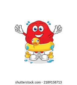 the red cloth with duck buoy cartoon. cartoon mascot vector