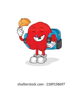 the red cloth goes to school vector. cartoon character