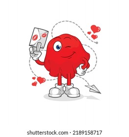 the red cloth hold love letter illustration. character vector