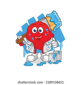 the red cloth painter illustration. character vector