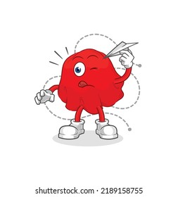 the red cloth with paper plane character. cartoon mascot vector