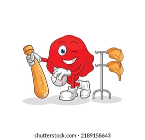 the red cloth playing baseball mascot. cartoon vector