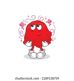el vector tímido de la tela roja. personaje de caricatura