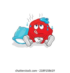 el vector enfermo de tela roja. personaje de caricatura
