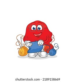 the red cloth tailor mascot. cartoon vector
