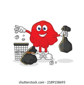 rotes Tuch Mülltonne. Cartoon-Vektorgrafik