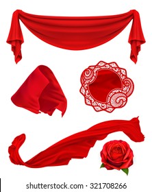 Red Cloth, Vector Illustration Set