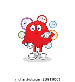the red cloth with wristwatch cartoon. cartoon mascot vector