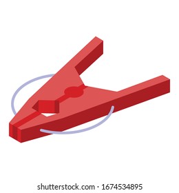 Rote Kleidungsstift-Symbol. Isometrisch aus roten Bekleidungspinsten Vektorillustration Symbol für Webdesign einzeln auf weißem Hintergrund