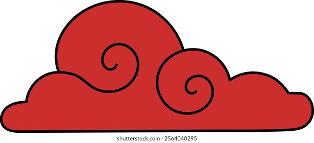 A red cloud design featuring elegant swirls, representing Chinese festive aesthetics, perfect for website, application, printing, document, poster design, etc.