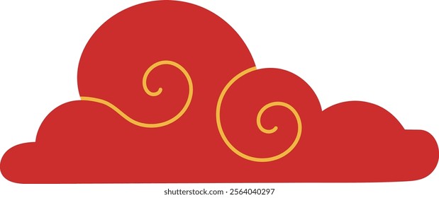 A red cloud design featuring elegant swirls, representing Chinese festive aesthetics, perfect for website, application, printing, document, poster design, etc.