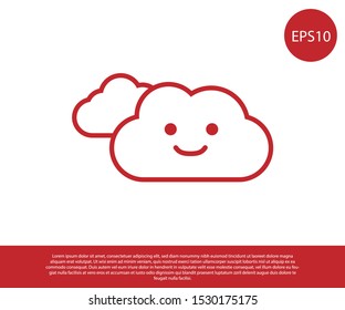 Red Cloud icon isolated on white background.  Vector Illustration