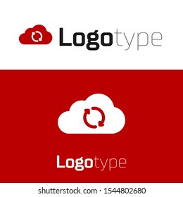 Red Cloud sync refresh icon isolated on white background. Cloud and arrows. Logo design template element. Vector Illustration