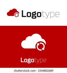 Red Cloud sync refresh icon isolated on white background. Cloud and arrows. Logo design template element. Vector Illustration