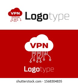 Red Cloud VPN interface icon isolated on white background. Software integration. Logo design template element. Vector Illustration