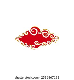 red clouds with gold and white lines without background