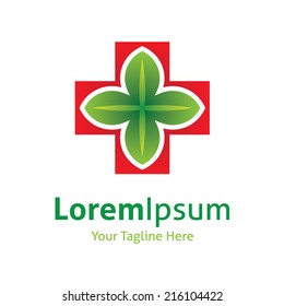 Red clover cross help care luck vector logo icon