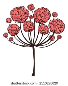 Red Clover Icon. Hand Drawn Meadow Flower