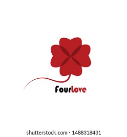 Red Clover Leaf Logo Template Design Vector