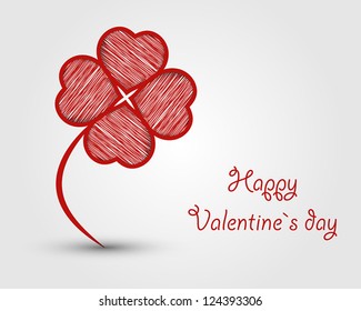 red cloverleaf from scribbled hearts. valentine concept.