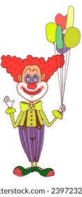 red clown with balloons vector illustration