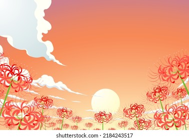 The red cluster amaryllis flowers field under the sunset sky svg