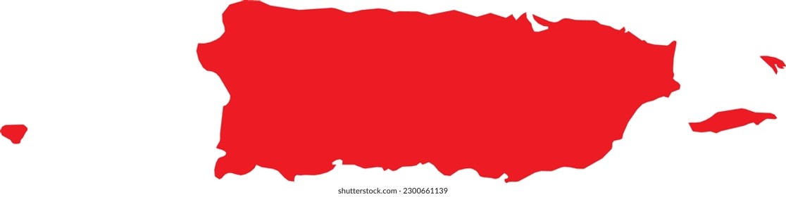 RED CMYK color detailed flat map of the federal territory of PUERTO RICO, UNITED STATES OF AMERICA on transparent background