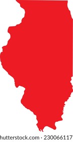 RED CMYK color detailed flat map of the federal state of ILLINOIS, UNITED STATES OF AMERICA on transparent background