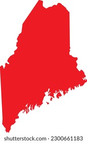 RED CMYK color detailed flat map of the federal state of MAINE, UNITED STATES OF AMERICA on transparent background