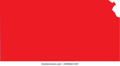RED CMYK color detailed flat map of the federal state of KANSAS, UNITED STATES OF AMERICA on transparent background